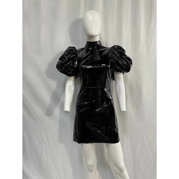 Rotate Birger Christensen Black Dusk Cutout Patent-Pu Mini Dress Size 2 - NWT - Picture 2 of 5